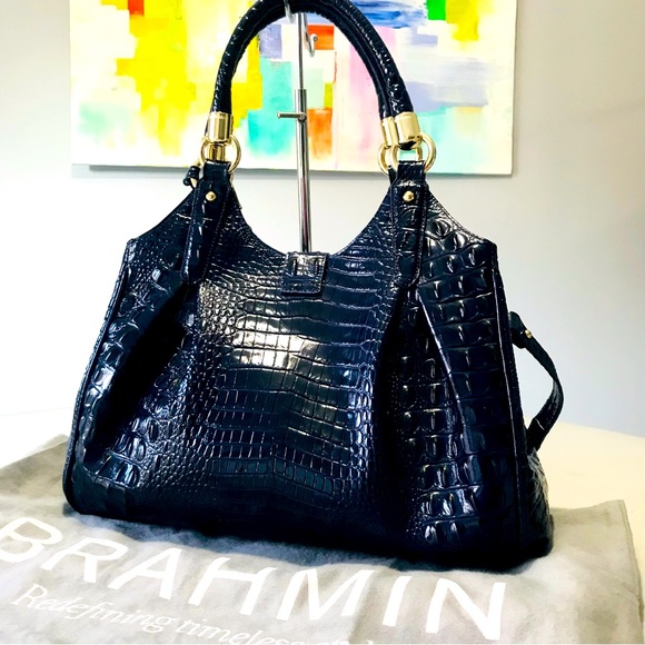 BRAHMIN SET - Elisa Ink Hobo + Checkbook Wallet + Sand Dollar Tassel - Picture 4 of 16